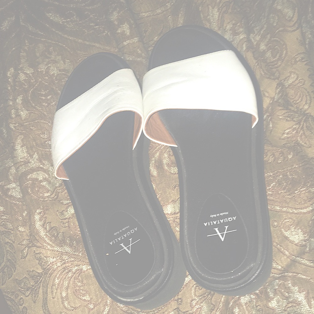 Black and white sandals